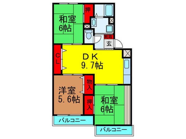 サンライズ星田Ｂ棟の物件間取画像